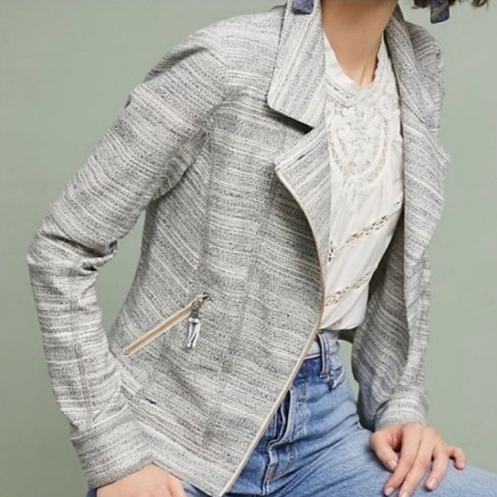 Anthropologie Caitlin Knit Moto Jacket M